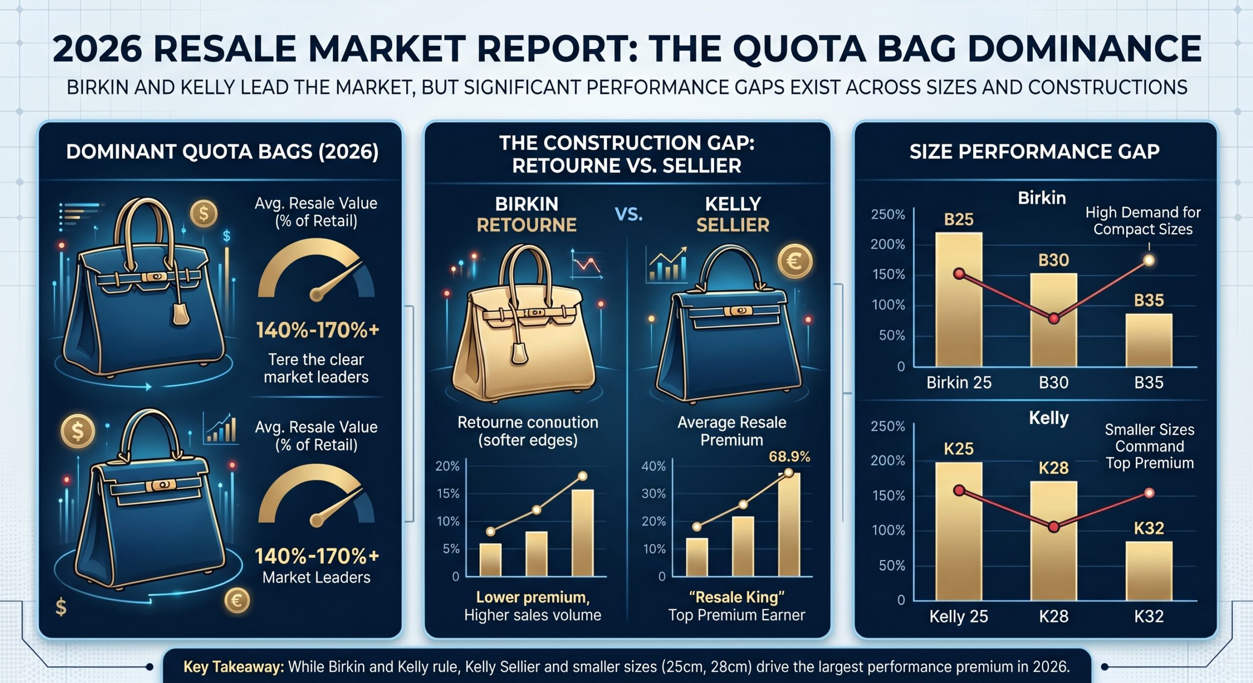 Hermès Birkin and Kelly bags side by side showing resale value comparison for 2026