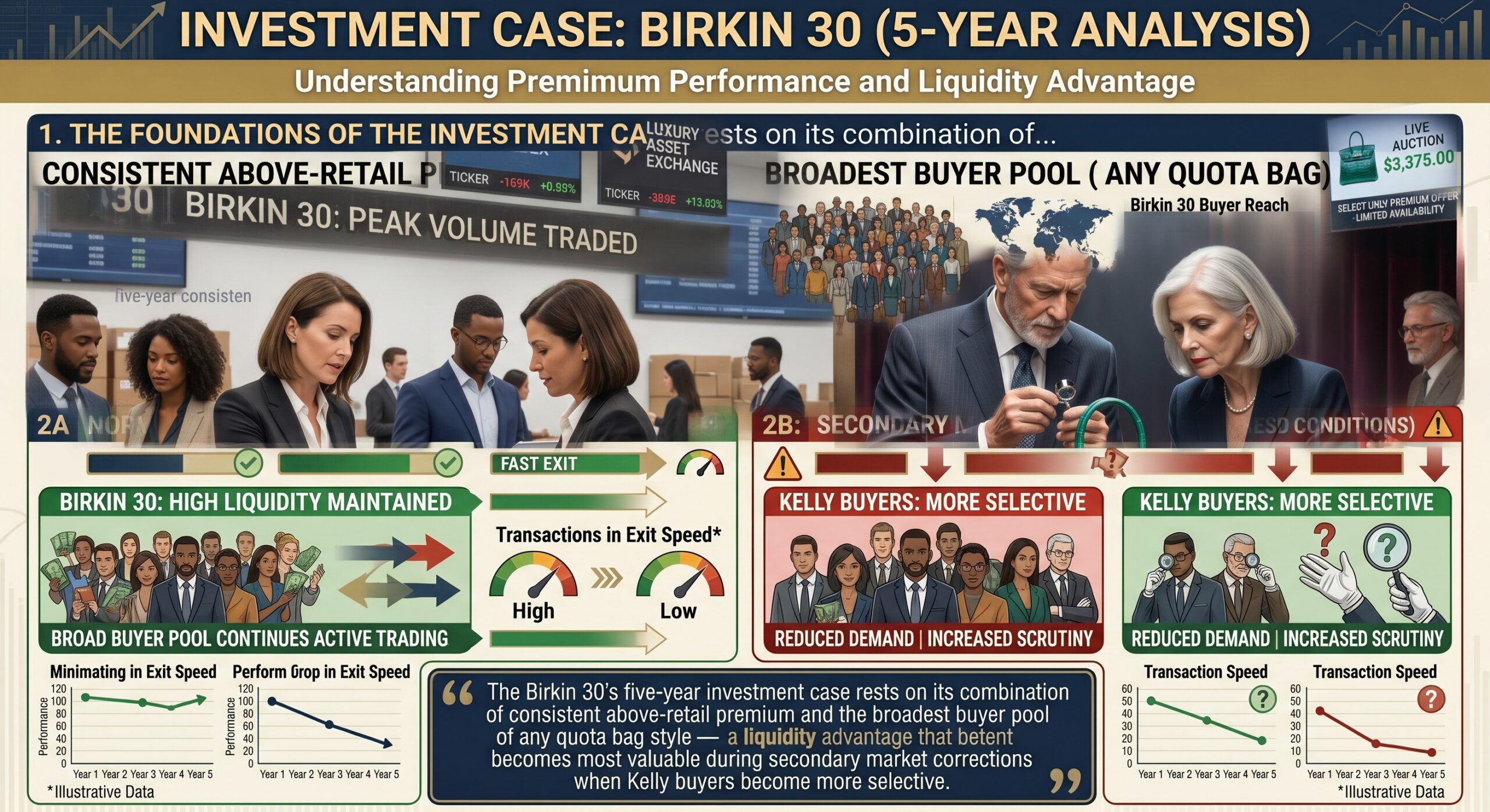 Hermès Birkin 30 showing five-year secondary market value retention and liquidity advantage on Fashionphile platform