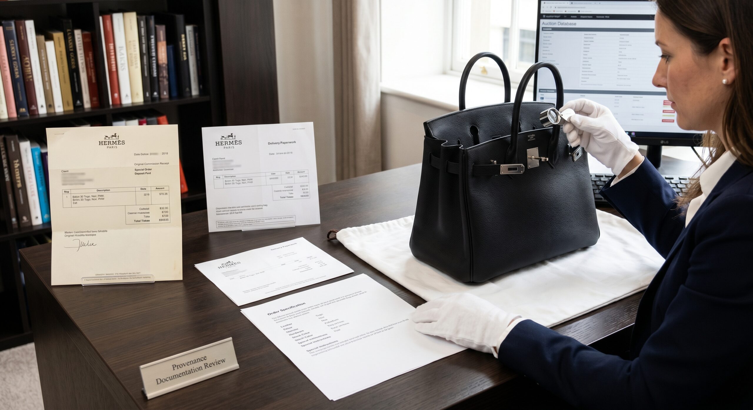 Hermès HSS special order commission documentation receipt showing provenance for resale on Vestiaire and 1stDibs