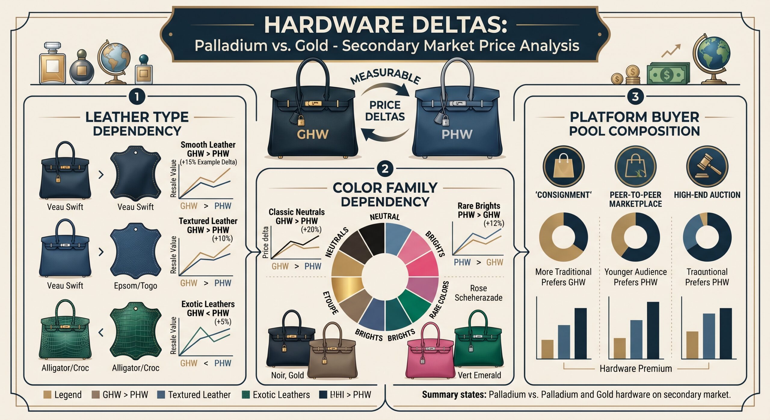 Hermès Birkin palladium hardware versus gold hardware resale price comparison 2026