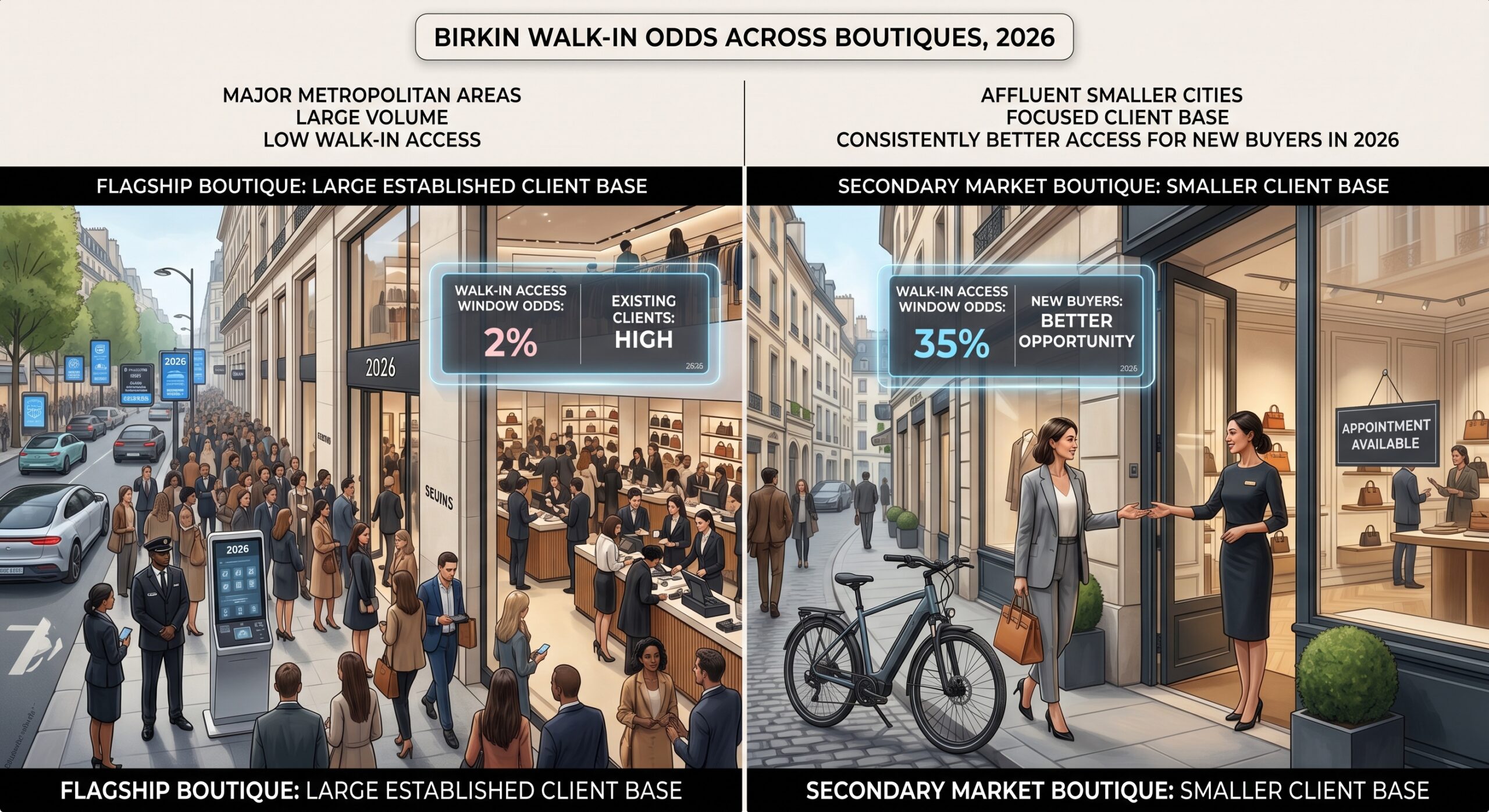 Hermès boutique locations walk-in Birkin odds 2026 flagship vs secondary market comparison