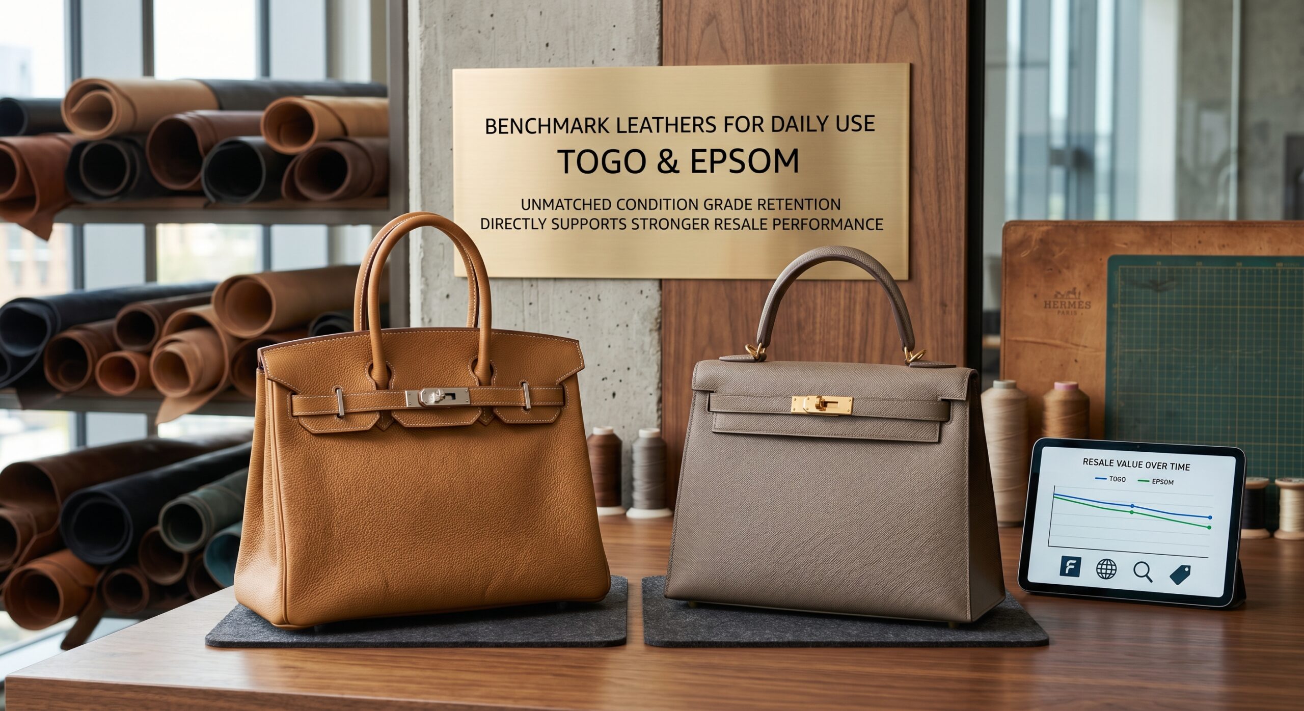 Hermès leather durability comparison Togo Epsom Clemence daily use resale condition grade