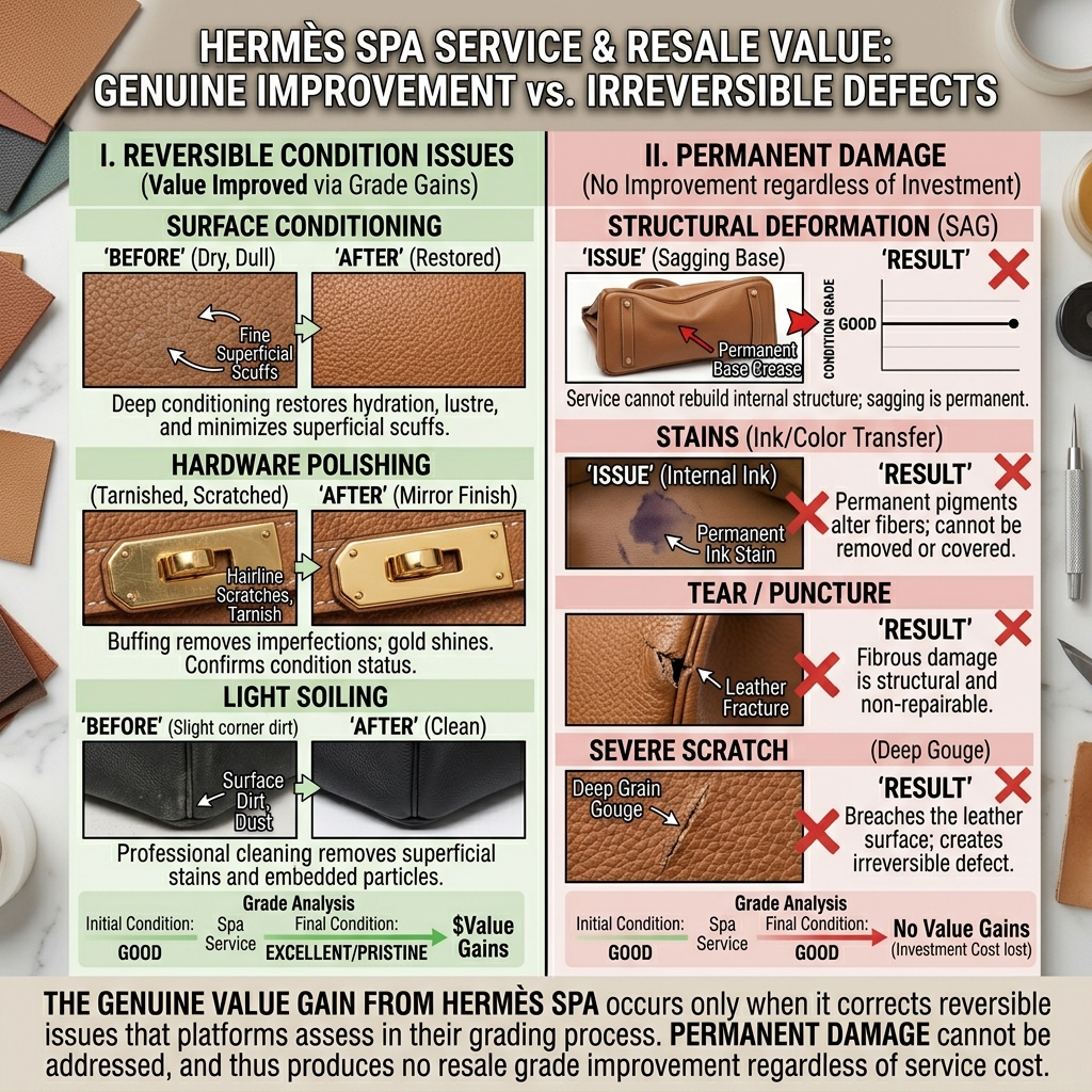 Hermès Spa treatment leather conditioning service showing boutique submission process and cost worth-it decision framework