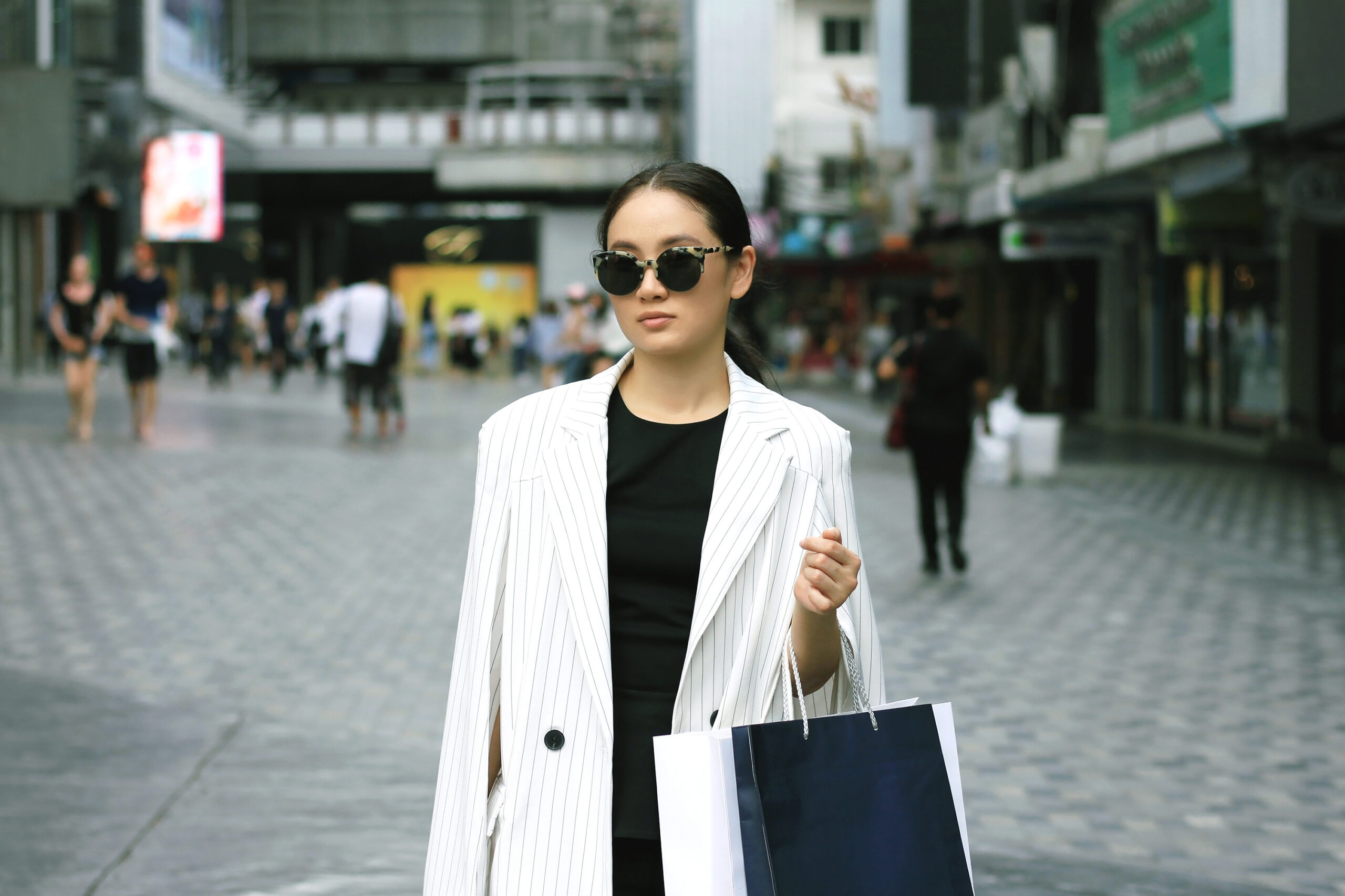 Woman shopping with luxury bags