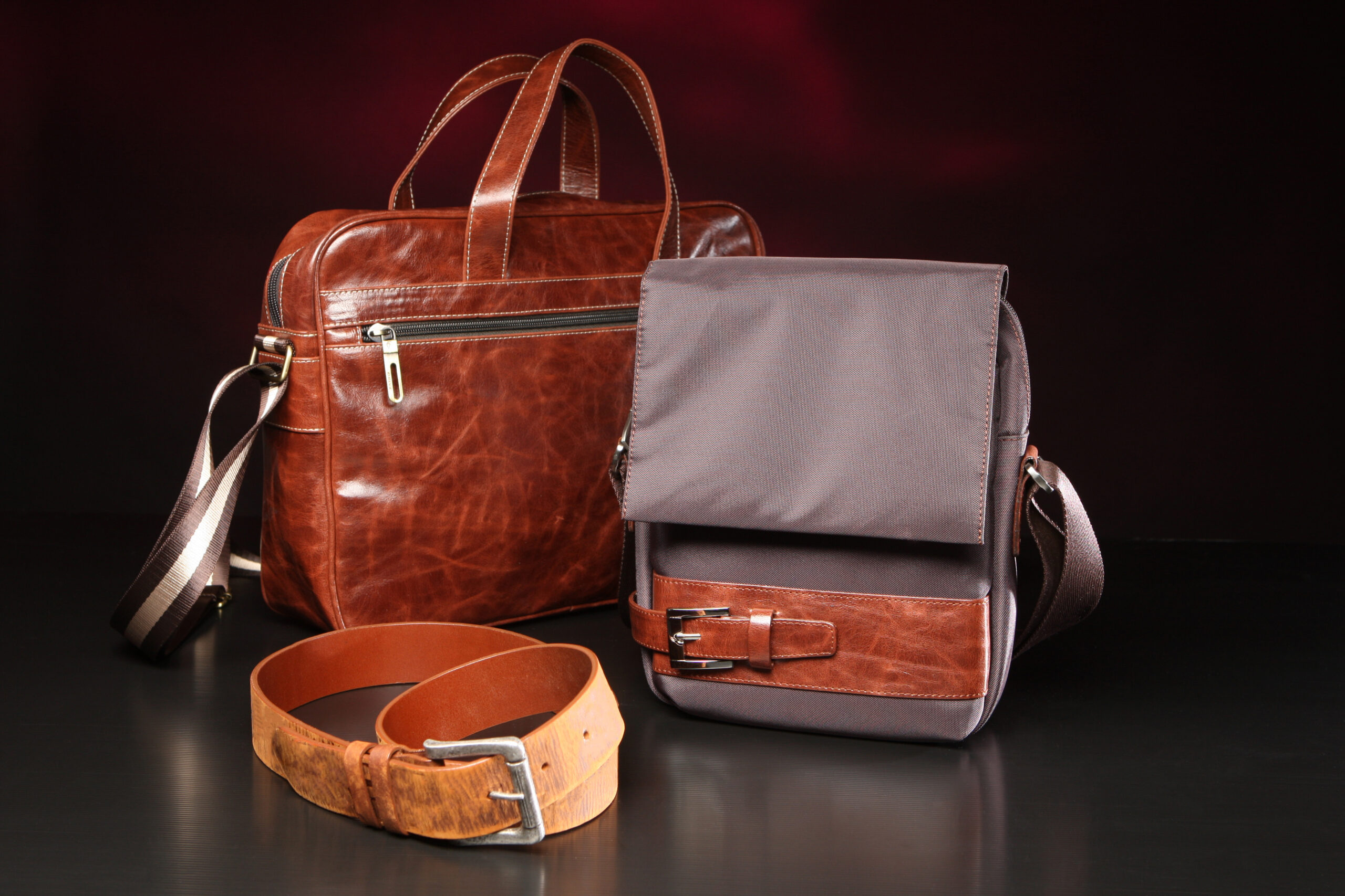 Assorted luxury leather goods