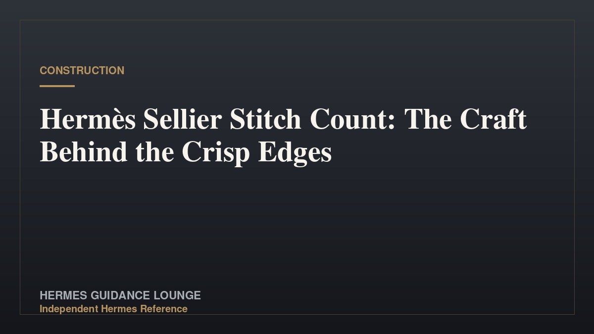 Hermès Sellier Stitch Count: The Craft Behind the Crisp Edges