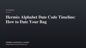 Hermès Alphabet Date Code Timeline: How to Date Your Bag