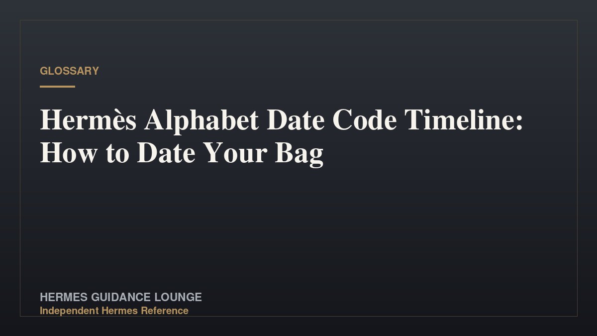 Hermès Alphabet Date Code Timeline: How to Date Your Bag