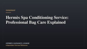 Hermès Spa Conditioning Service: Professional Bag Care Explained