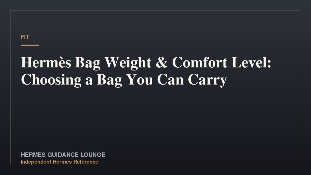 Hermès Bag Weight & Comfort Level: Choosing a Bag You Can Carry